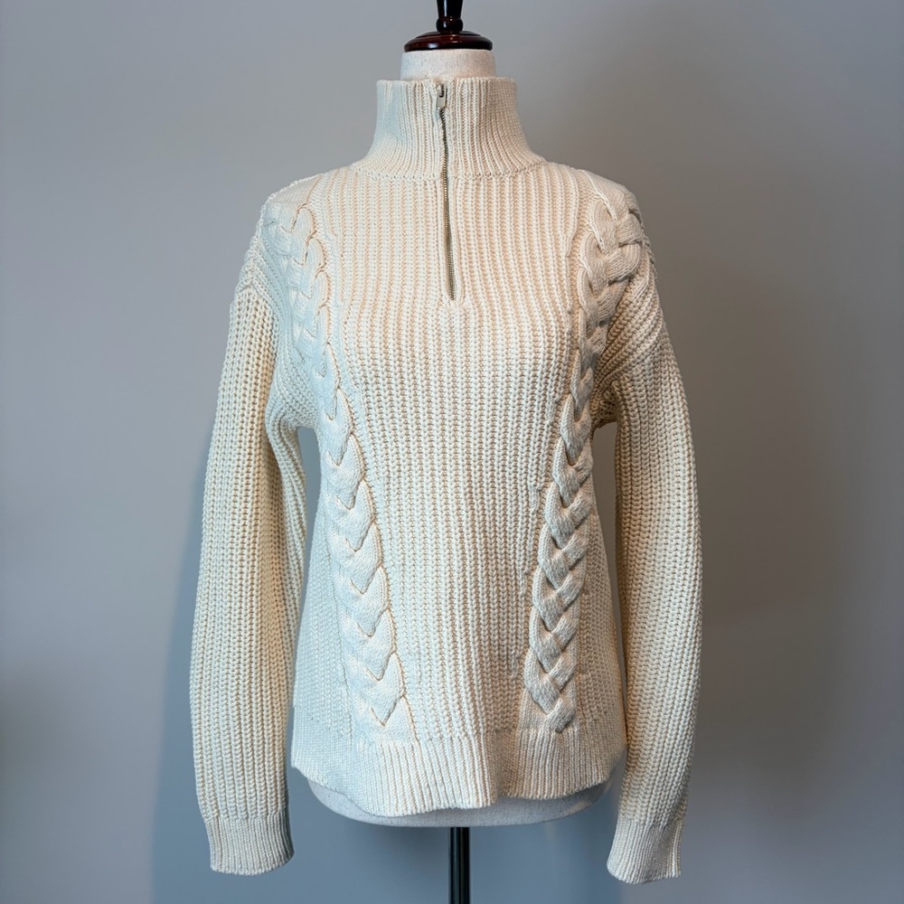 Haven Well Within Shaker Stitch  Half-zip Cable Knit Sweater - Picture 3 of 5
